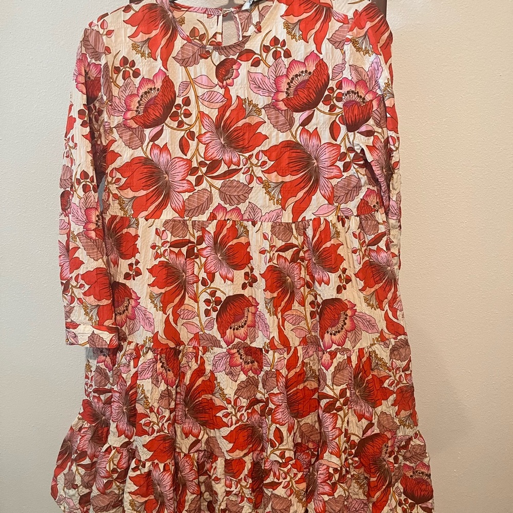 Floral womens Dress in Red and Pink ZARA